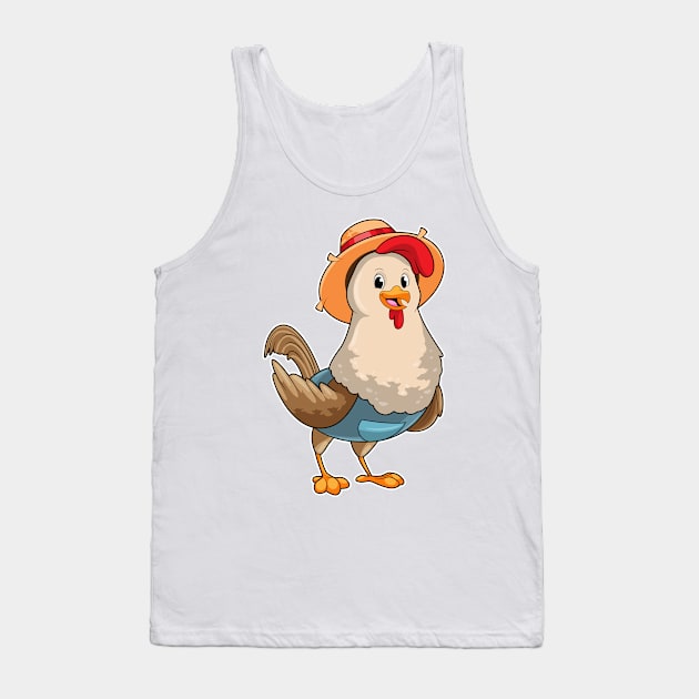 Chicken as Farmer with Hat Tank Top by Markus Schnabel